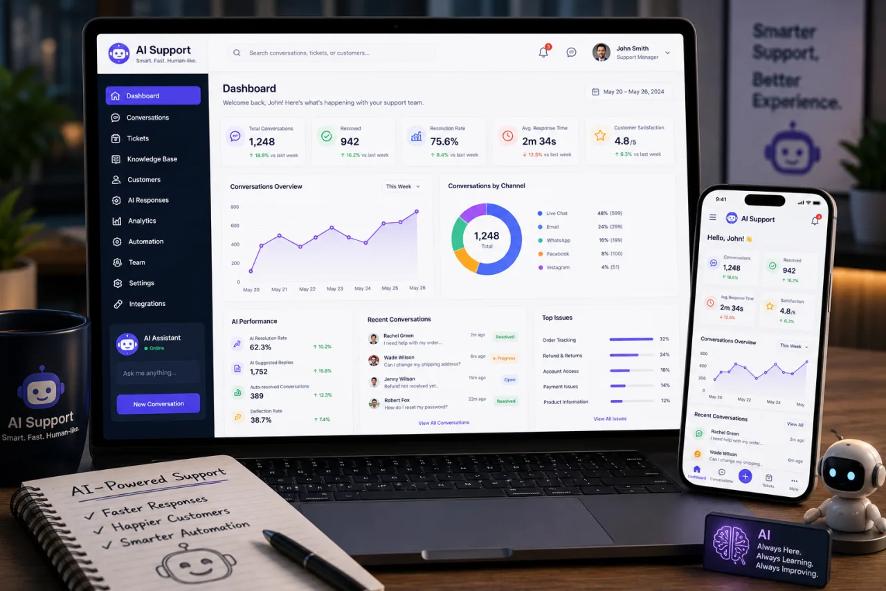 AI Customer Support Dashboard — CodeHypes Portfolio
